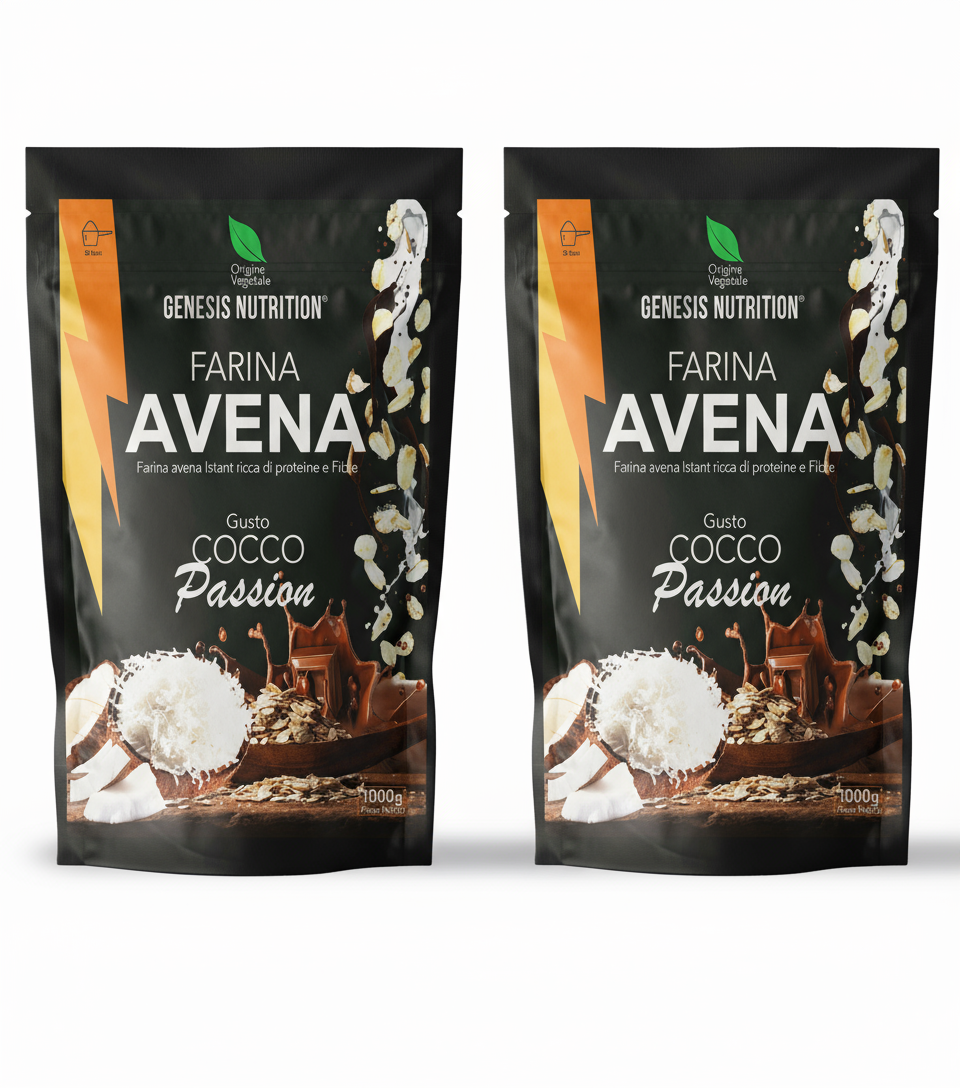 Farina d'avena aromatizzata istantanea 1kg gusto cocco - Genesis Nutrition