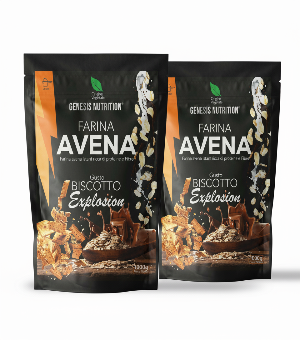Farina d'avena aromatizzata istantanea 1kg gusto biscotto - Genesis Nutrition
