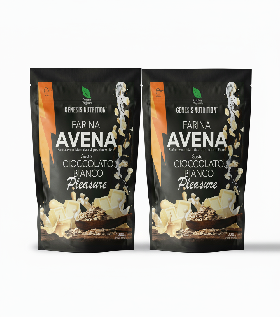 Farina d'avena aromatizzata istantanea 1kg gusto cioccolato bianco - Genesis Nutrition
