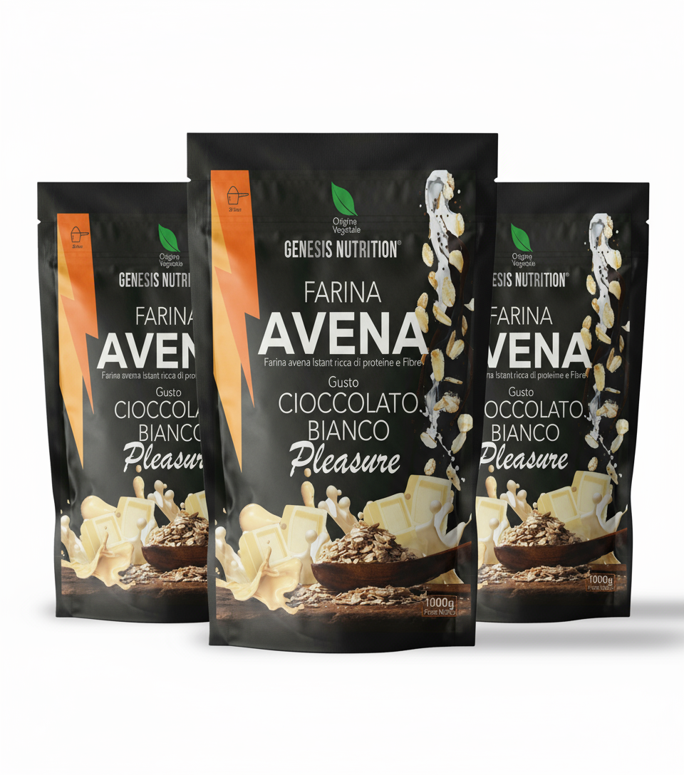 Farina d'avena aromatizzata istantanea 1kg gusto cioccolato bianco - Genesis Nutrition
