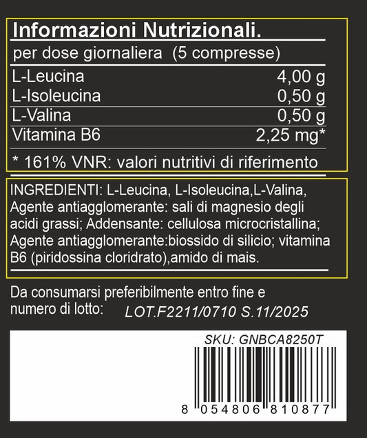 BCAA 8:1:1 Aminoacidi Ramificati in Compresse + Vitamina B6