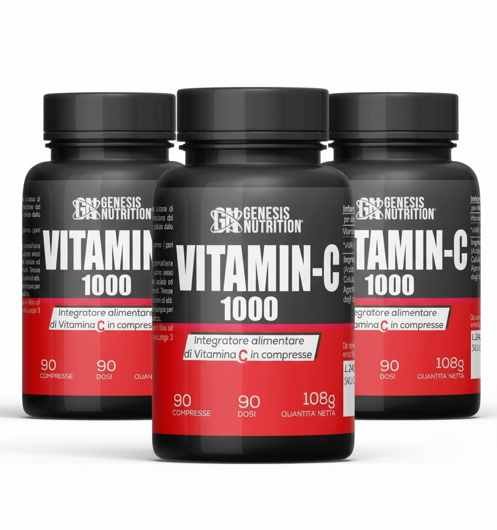 Vitamina C 1000mg - 90 Compresse con Rosa Canina | Genesis Nutrition