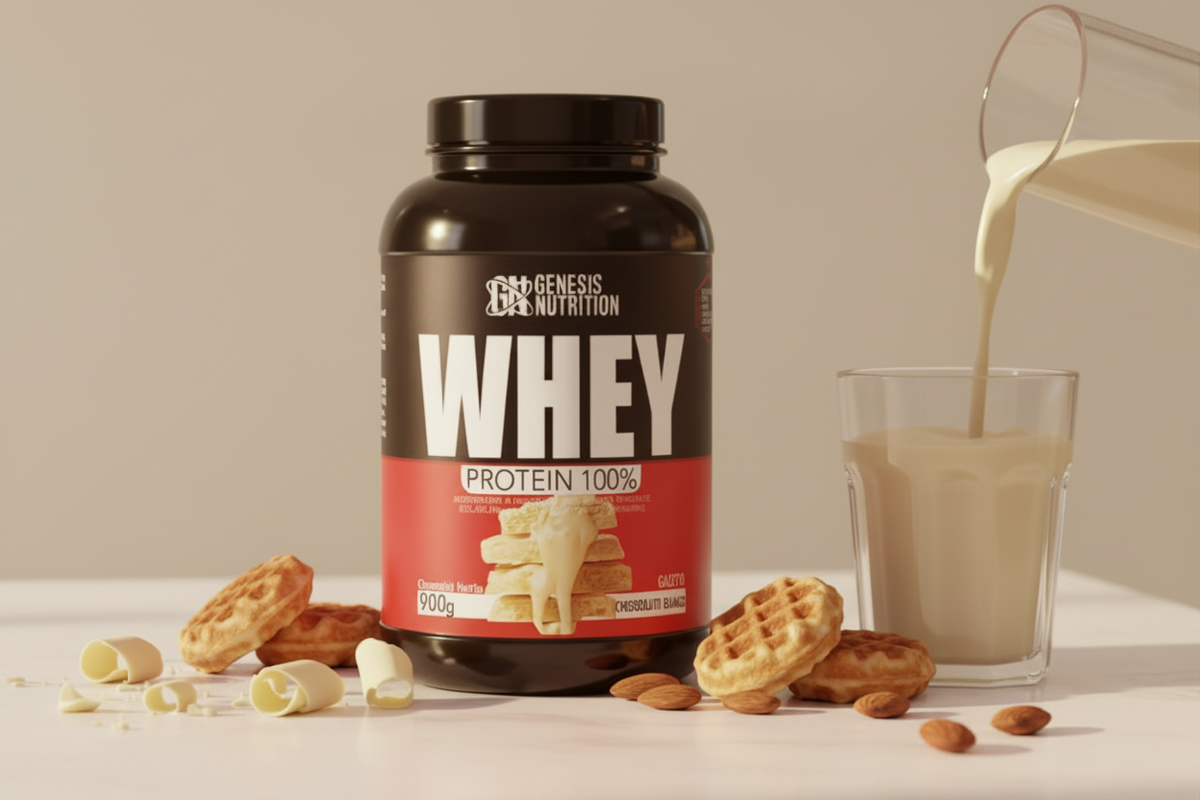 Whey Protein Isolate 900g gusto cioccolato bianco - Genesis Nutrition