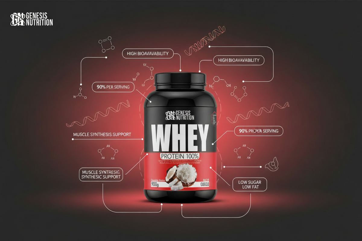 Whey Protein Isolate 900g gusto cocco - Genesis Nutrition