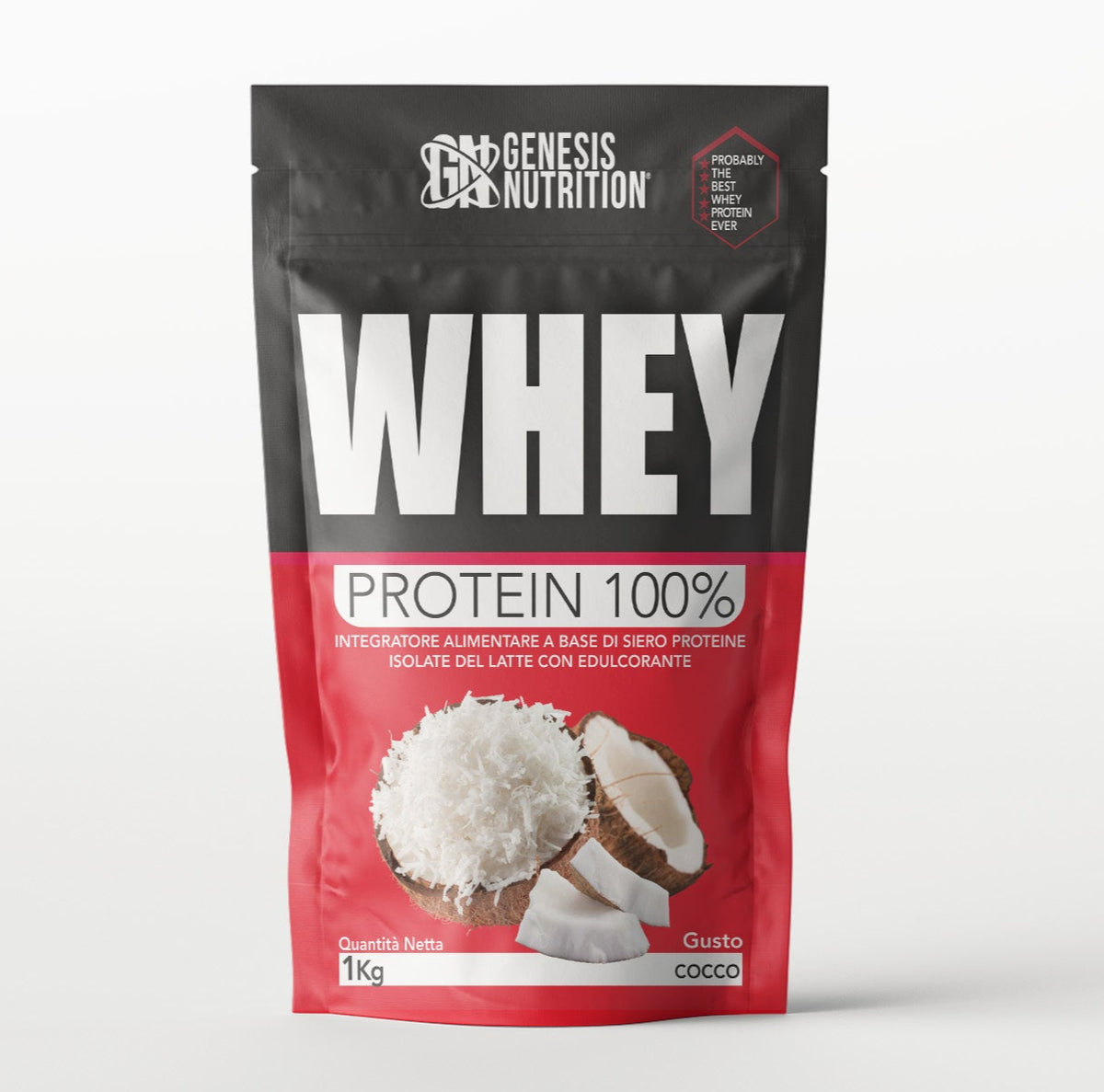 Whey Protein Isolate 1kg gusto cocco - Genesis Nutrition