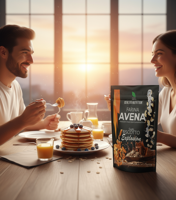 Colazione fitness con avena pancake e proteine Genesis Nutrition