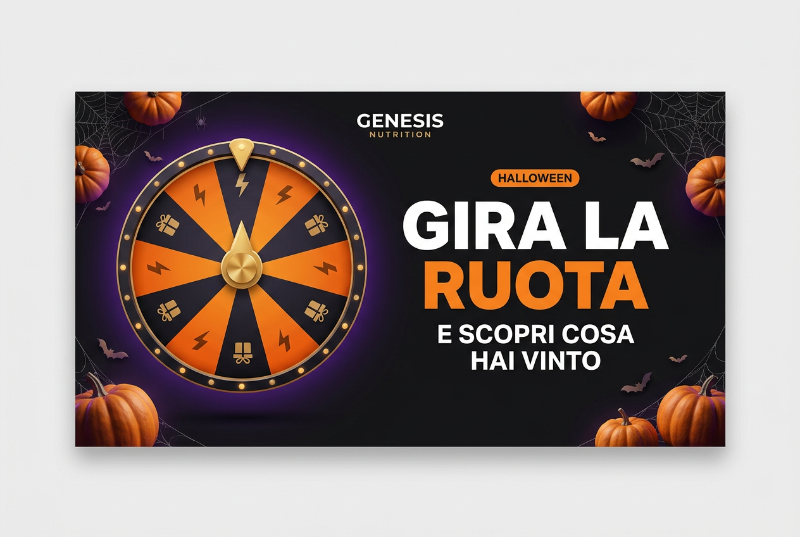 Banner Halloween Genesis Nutrition con ruota dei premi
